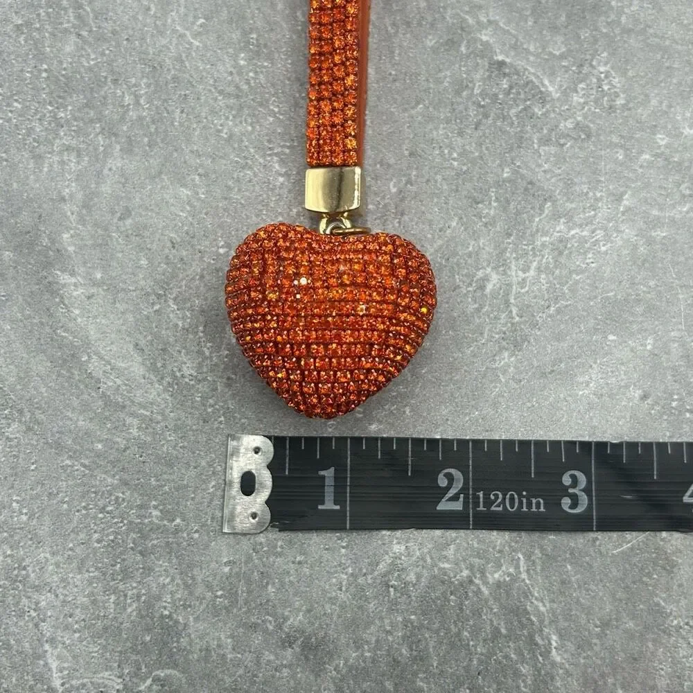 NWOT Sparkling Red Rhinestone Heart Keychain Charm Purse Key Ring